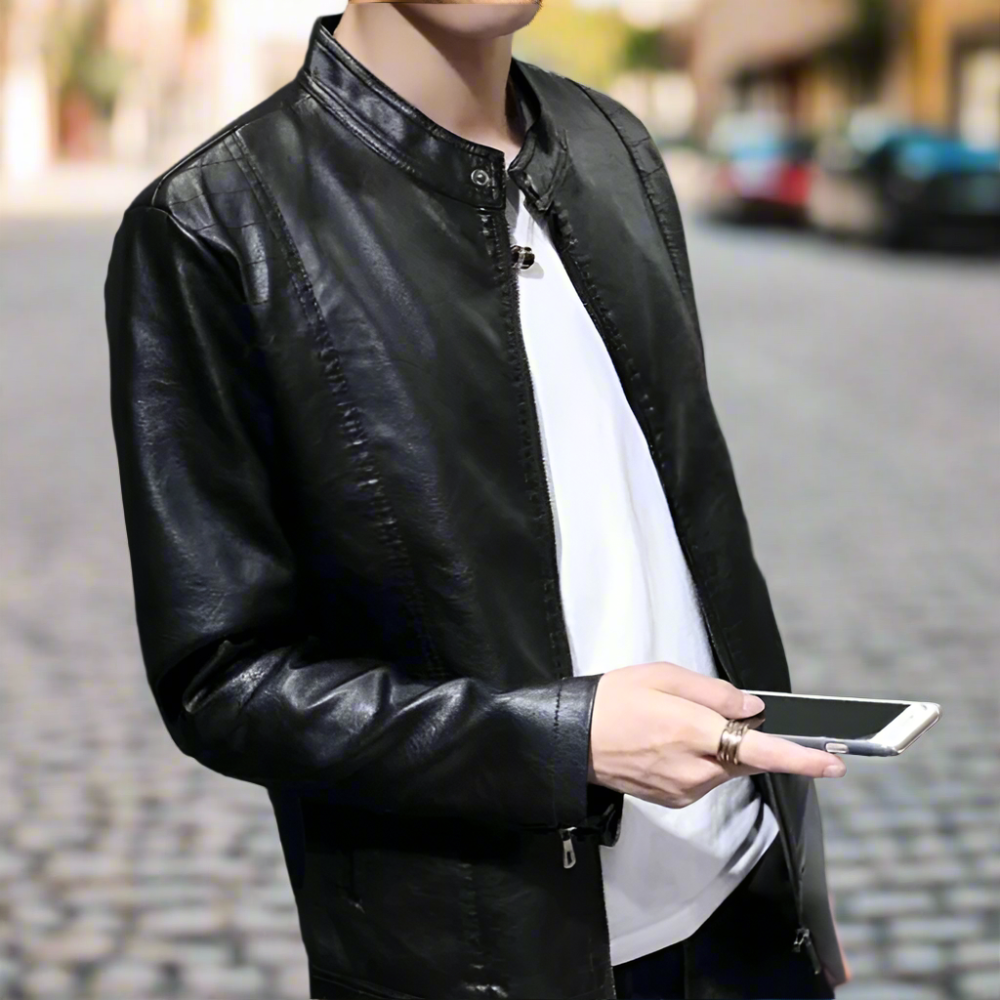 Men's Faux Leather Motorcycle Jacket