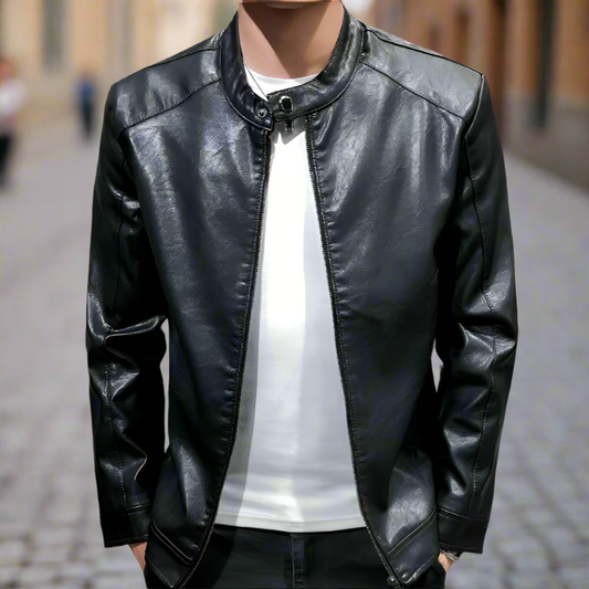 Men's Faux Leather Motorcycle Jacket