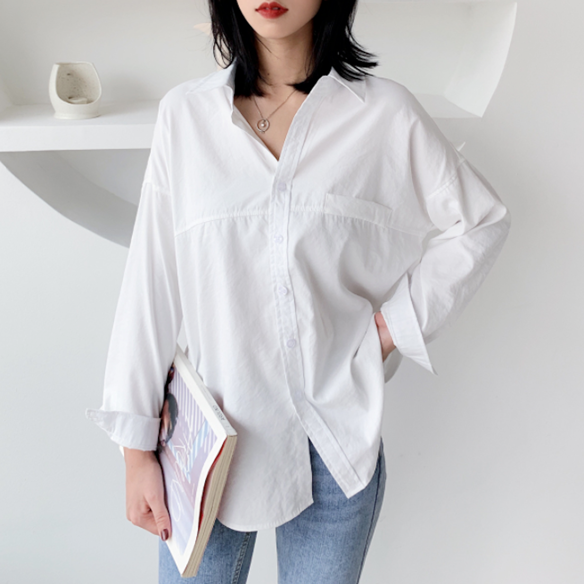 Relaxed Fit Longline Women's Blouse
