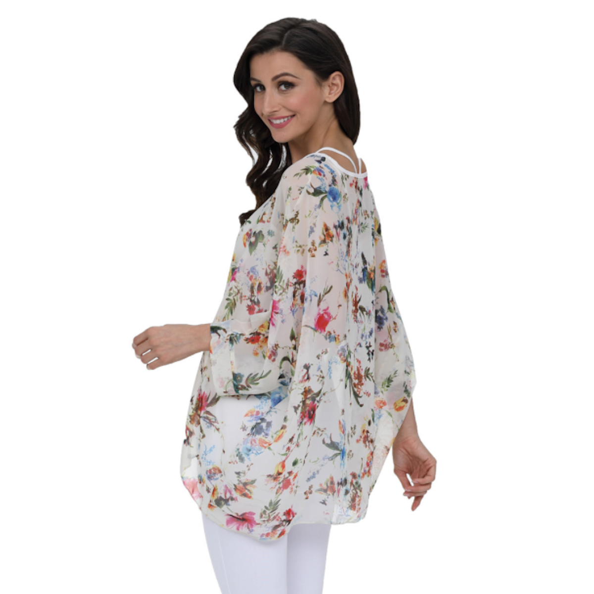Floral Print Chiffon Tunic Top for Women's Summer