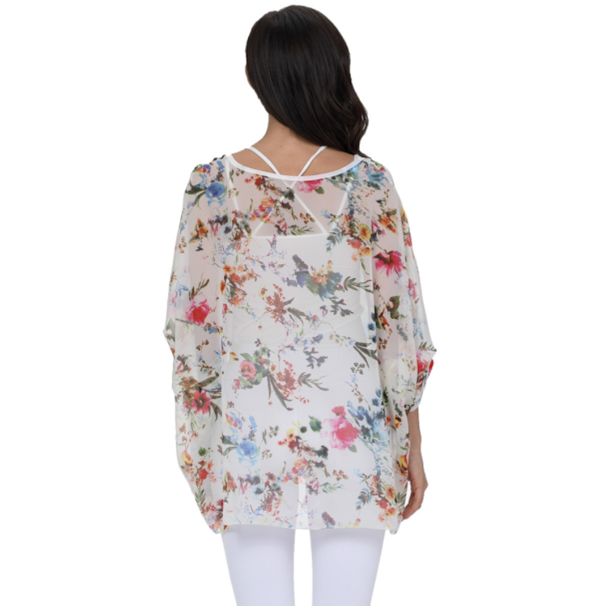 Floral Print Chiffon Tunic Top for Women's Summer