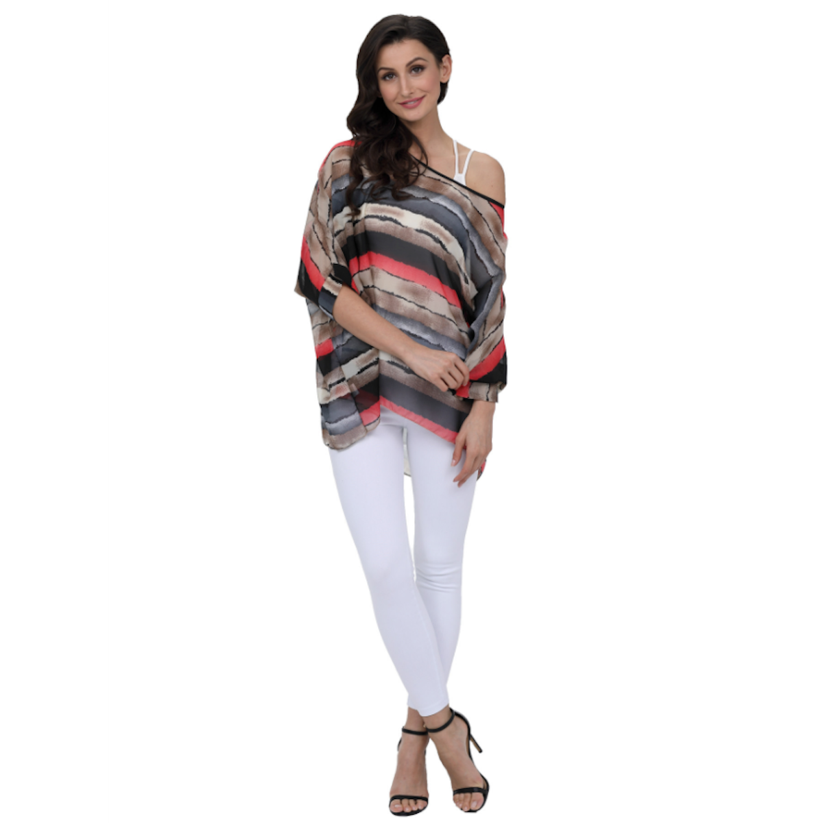 Colorful Striped Chiffon Tunic for Women