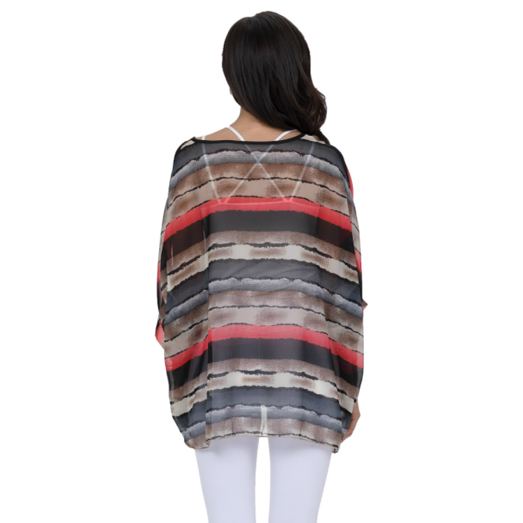 Colorful Striped Chiffon Tunic for Women