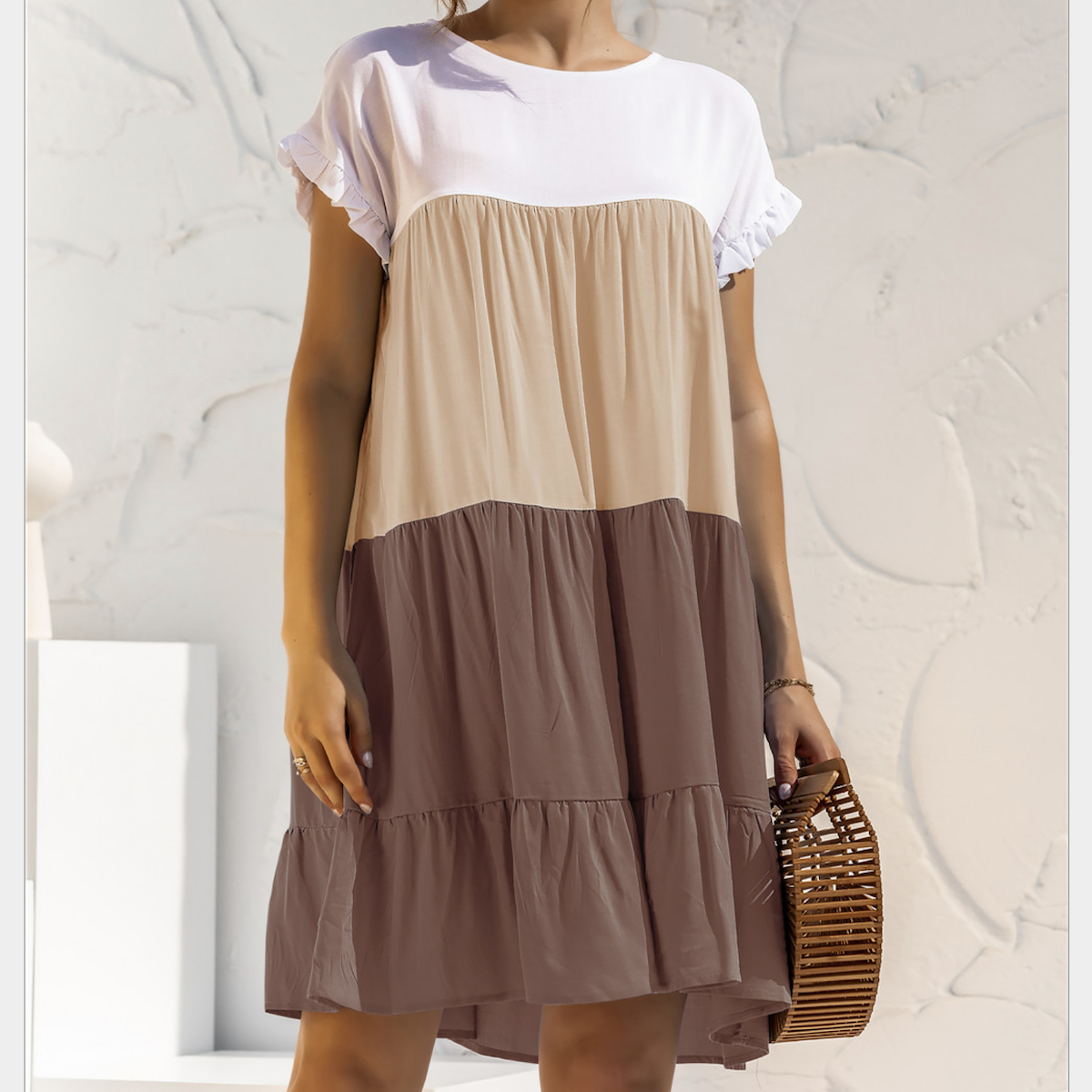 Colorful Ruffled Sleeve Summer Dress for Women