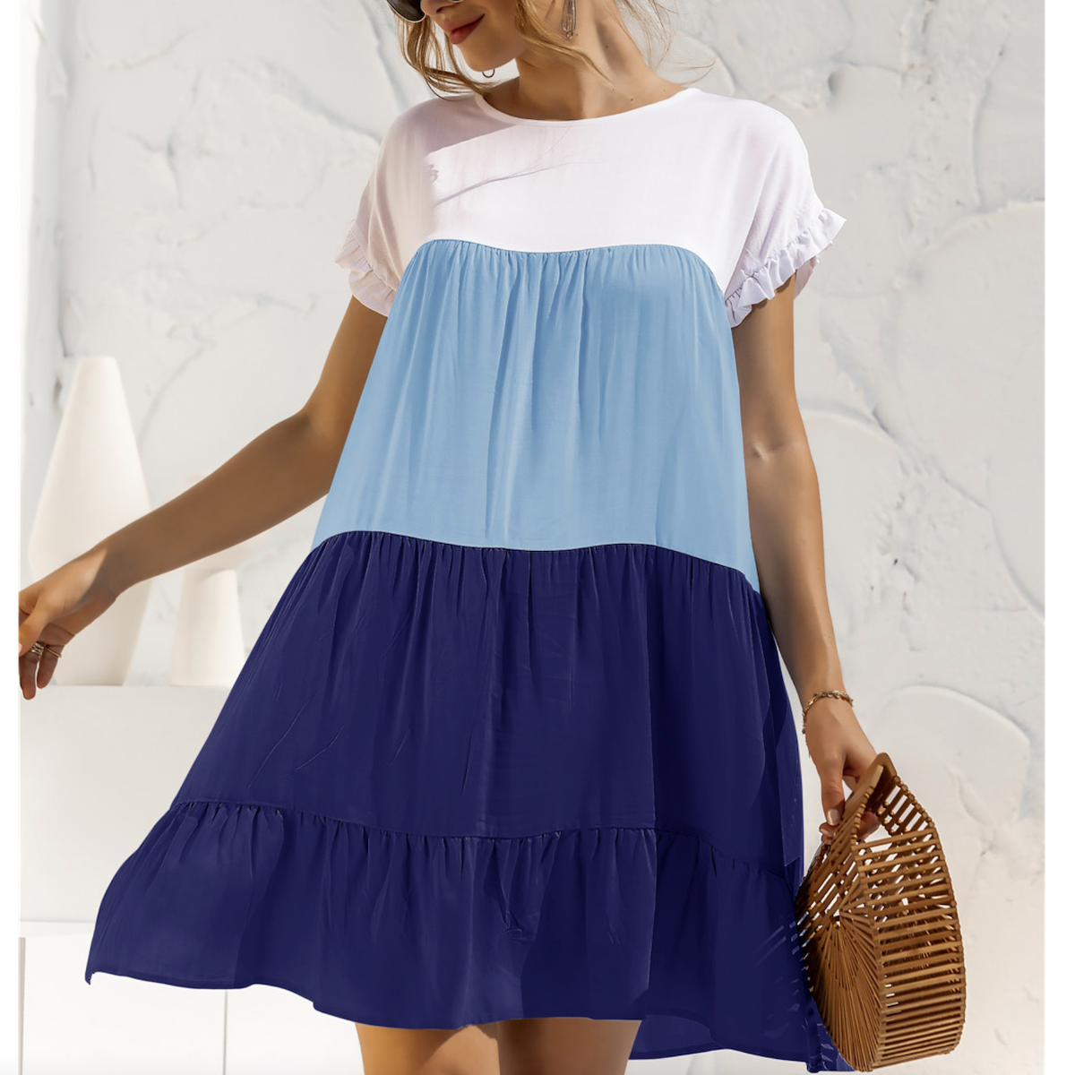 Colorful Ruffled Sleeve Summer Dress for Women
