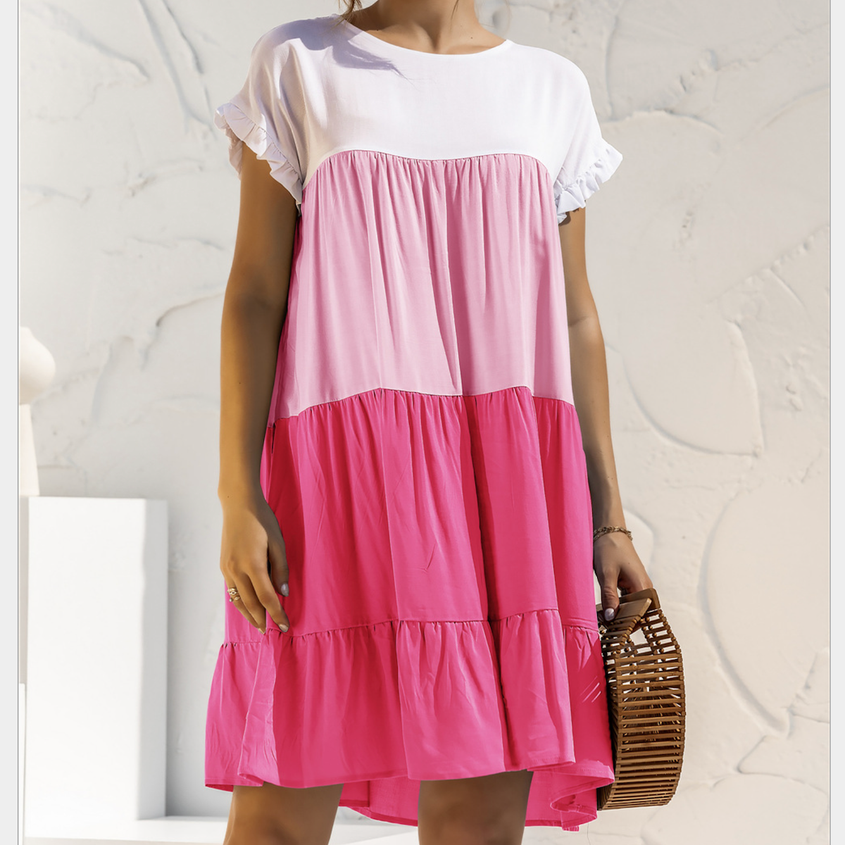 Colorful Ruffled Sleeve Summer Dress for Women