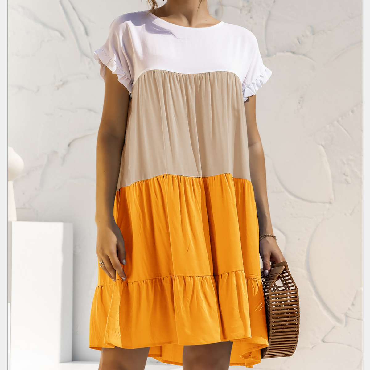 Colorful Ruffled Sleeve Summer Dress for Women