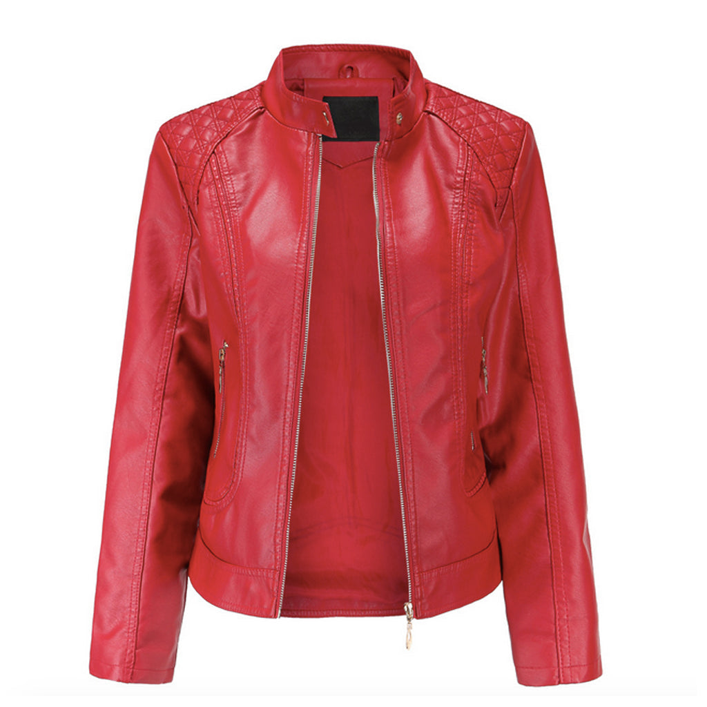 Soft Quilted Faux Leather Jacket for Women