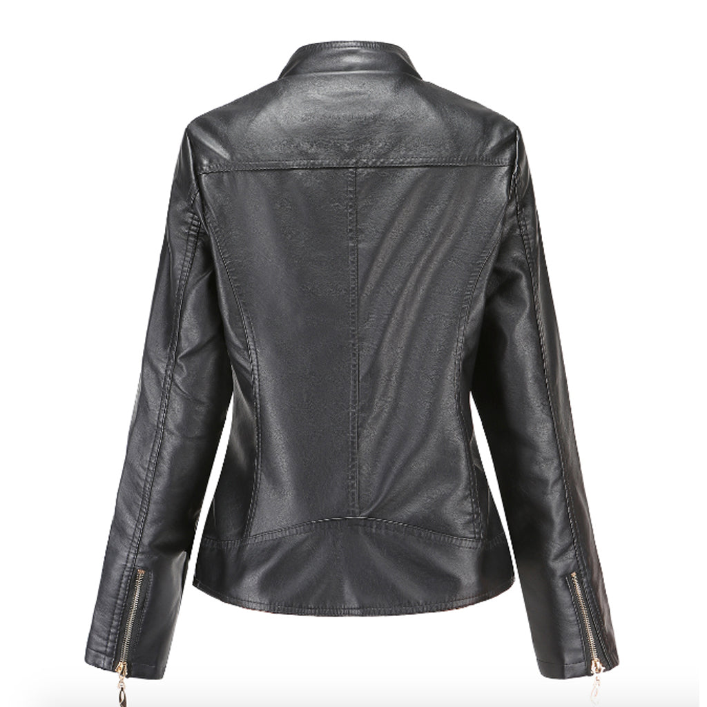 Soft Quilted Faux Leather Jacket for Women