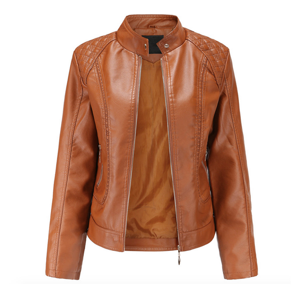 Soft Quilted Faux Leather Jacket for Women