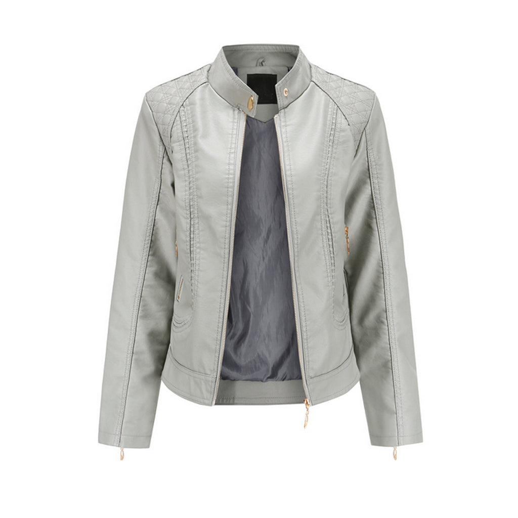 Soft Quilted Faux Leather Jacket for Women