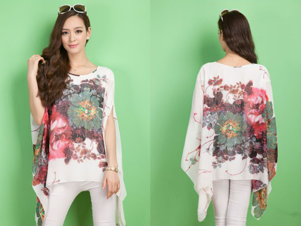 Chiffon Peony Oversized Blouse for Women