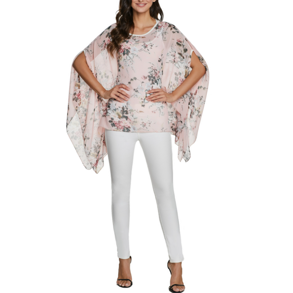 Flowing Chiffon Tunic for Women Featuring a Delicate Floral Pattern