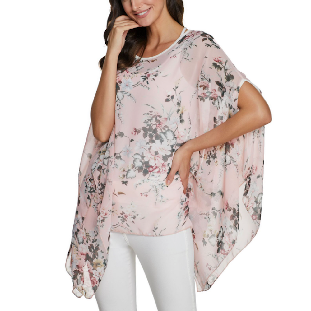 Flowing Chiffon Tunic for Women Featuring a Delicate Floral Pattern