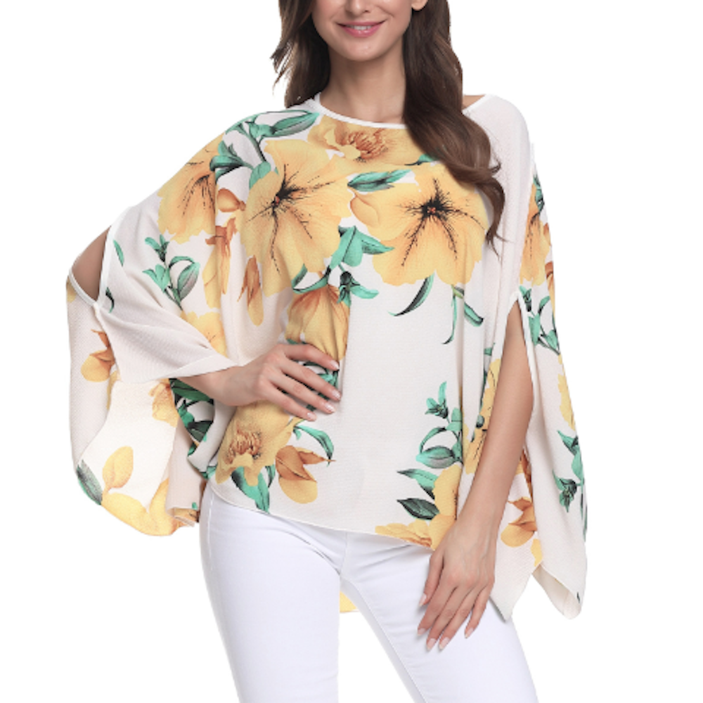 Floral Chiffon Batwing Top for Women