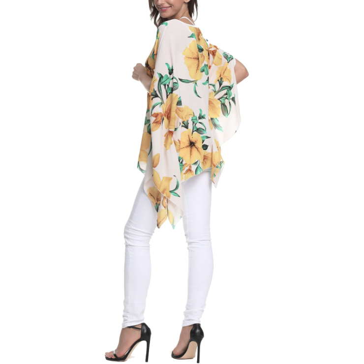 Floral Chiffon Batwing Top for Women