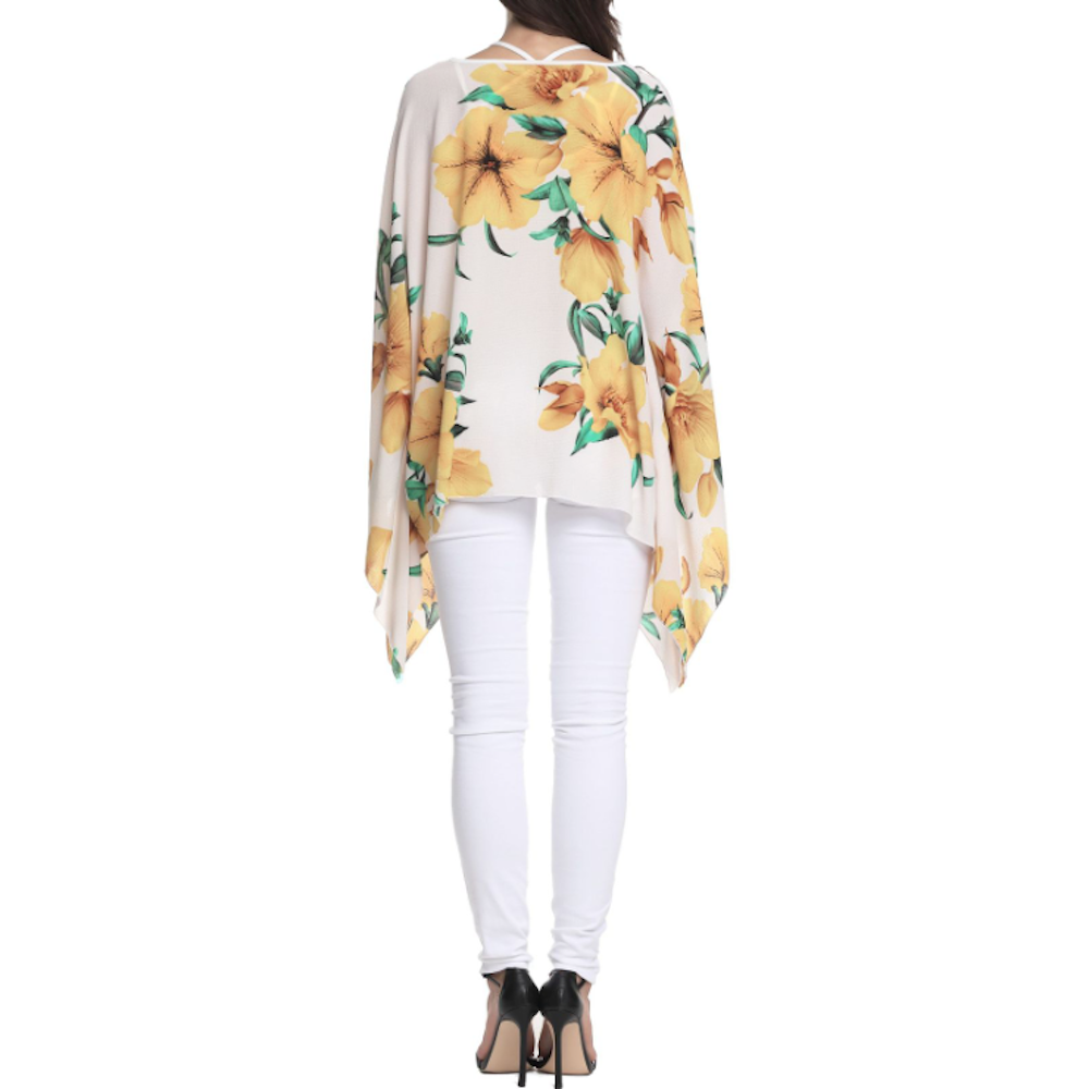 Floral Chiffon Batwing Top for Women