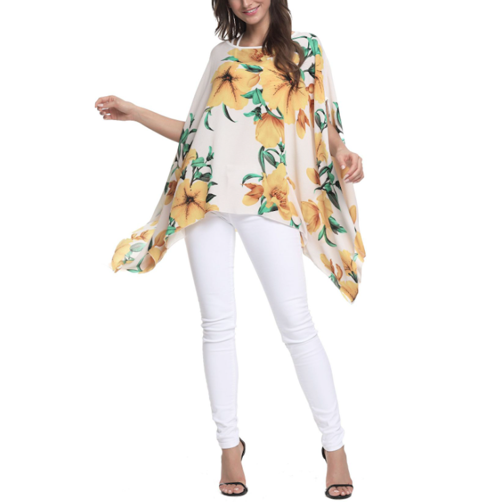 Floral Chiffon Batwing Top for Women