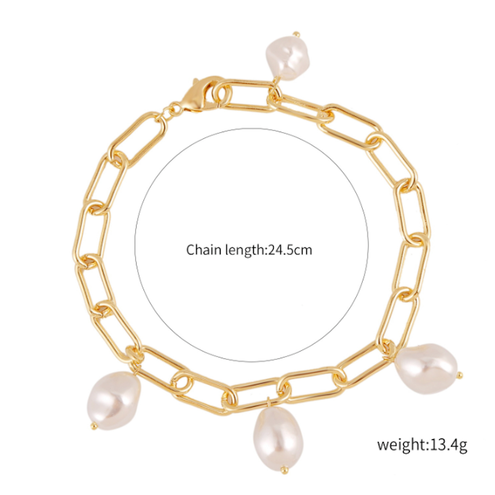 Faux Pearl Detailed Link Bracelet for Women