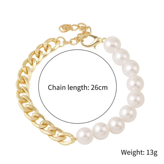 Half Chain Women's Bracelet Adorned with Pearls