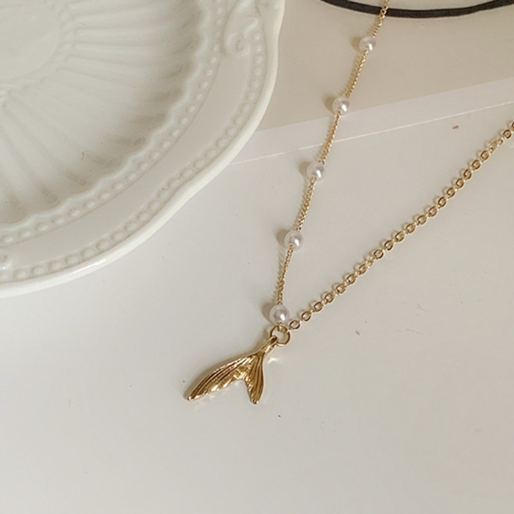 Faux Beaded Pearls Mermaid Necklace for Women
