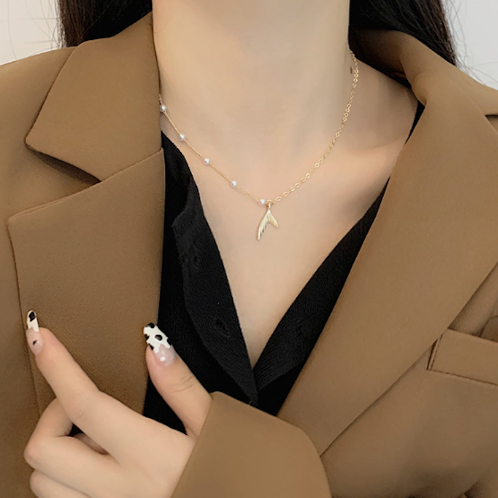 Faux Beaded Pearls Mermaid Necklace for Women