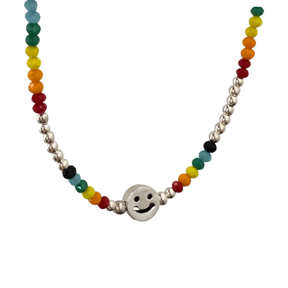 Happy Face Women's Beaded Necklace in Vibrant Colors