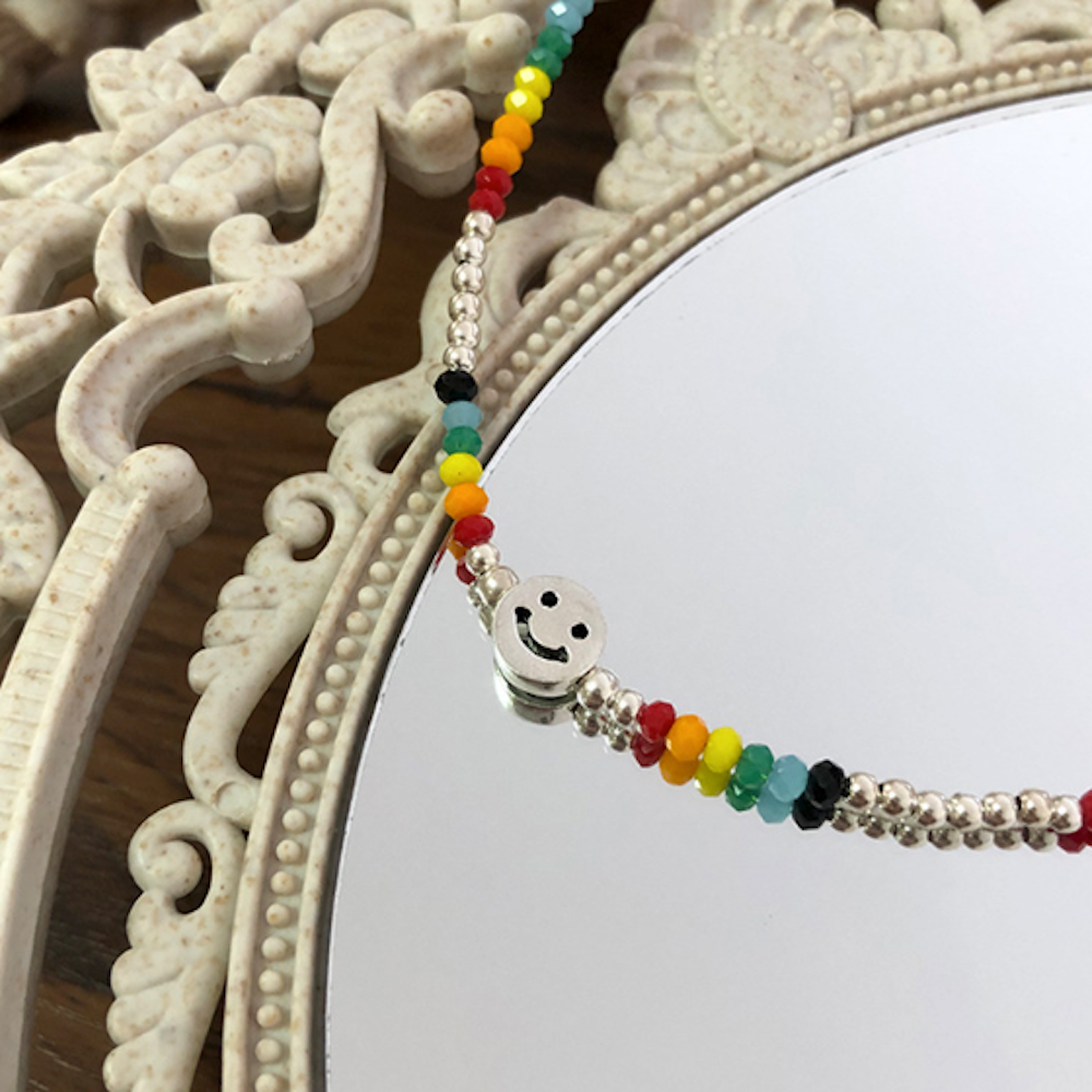 Happy Face Women's Beaded Necklace in Vibrant Colors