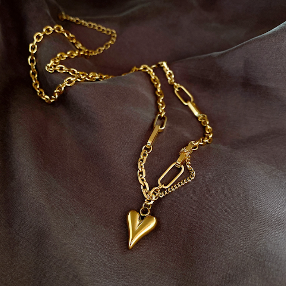 Link Necklace for Women with Heart-Shaped Pendant: Redefining Elegance and Style