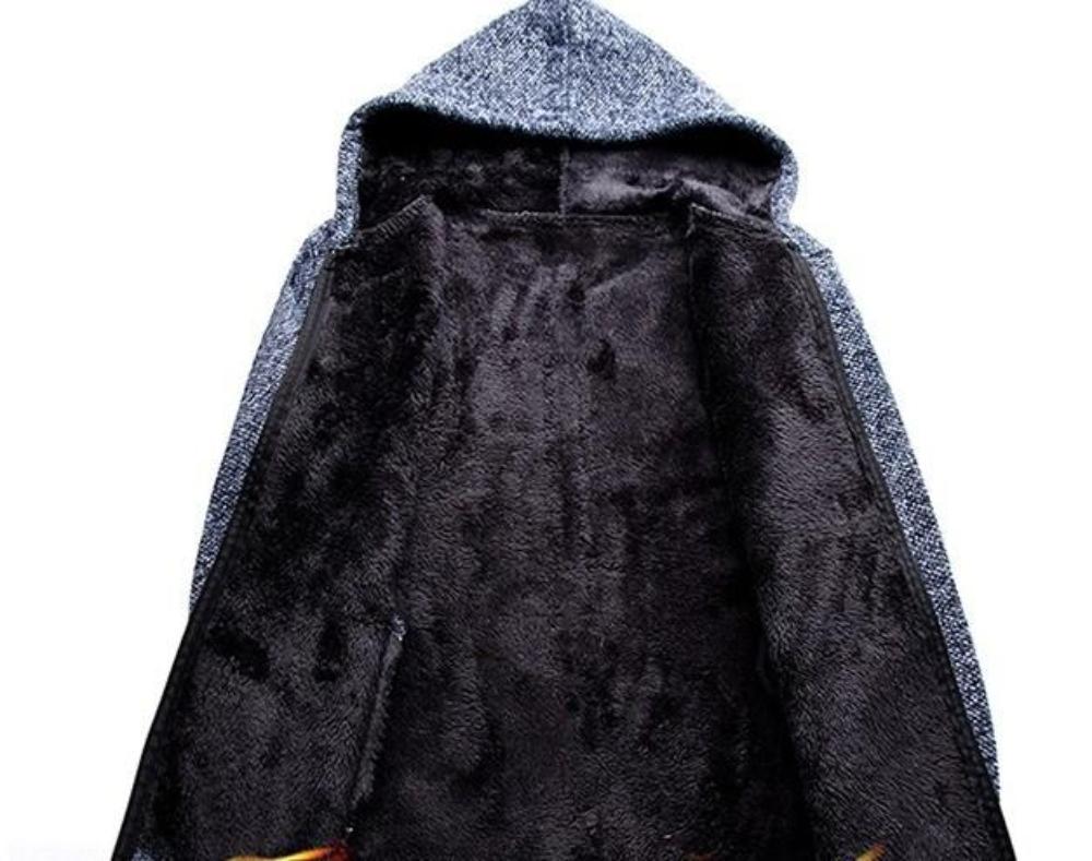 Blue Hooded Zip-Up Jacket for Men