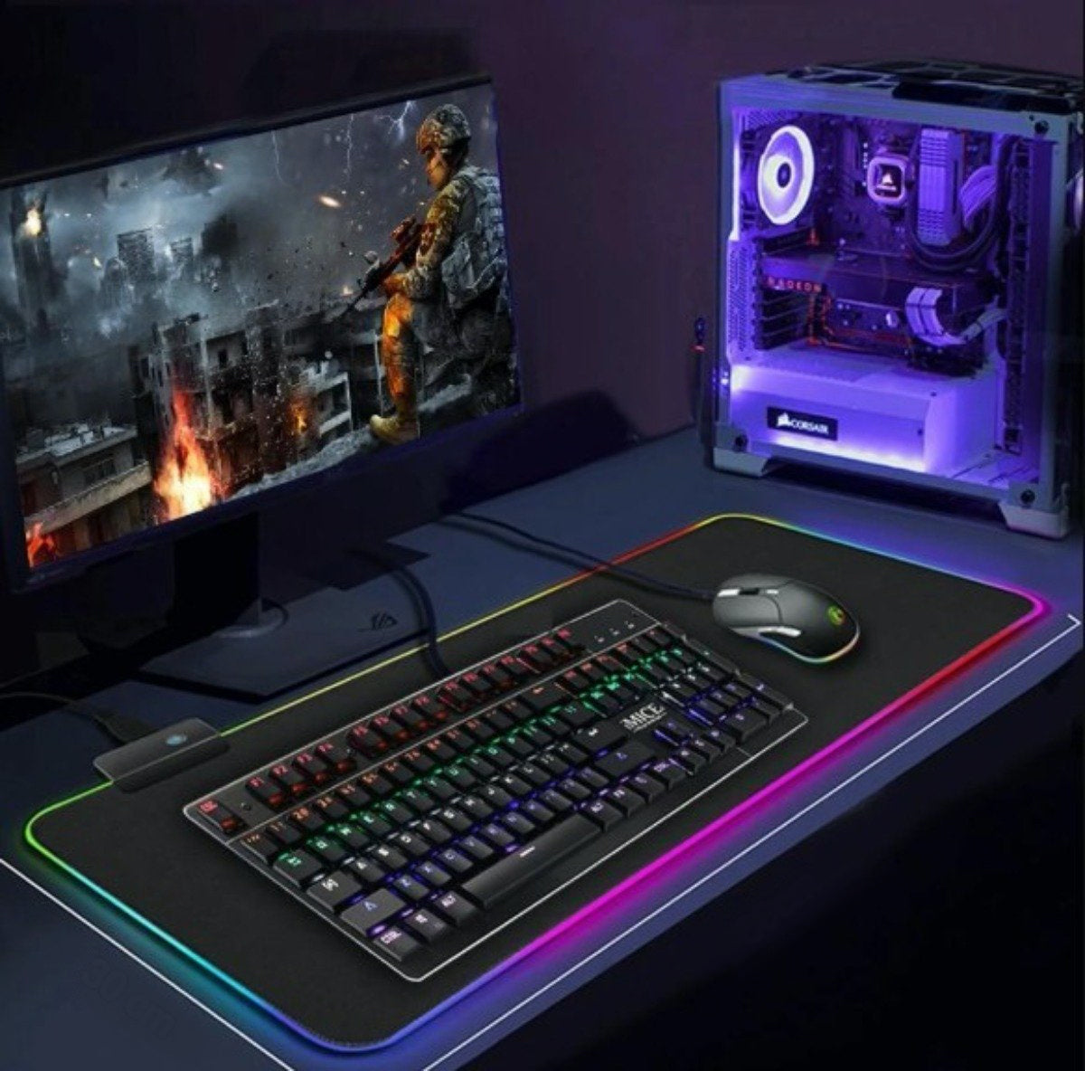 Large Size Dragon RGB Gaming Mouse Pad - Illuminated with a Single Touch