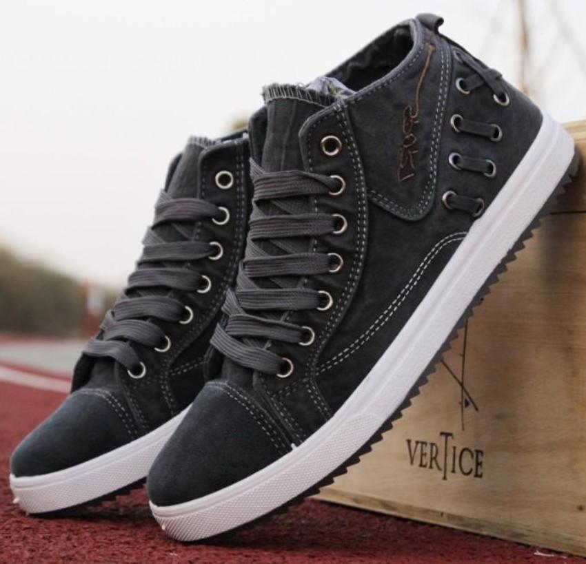 Denim Lace-Up Sneakers for Men's Casual Wear