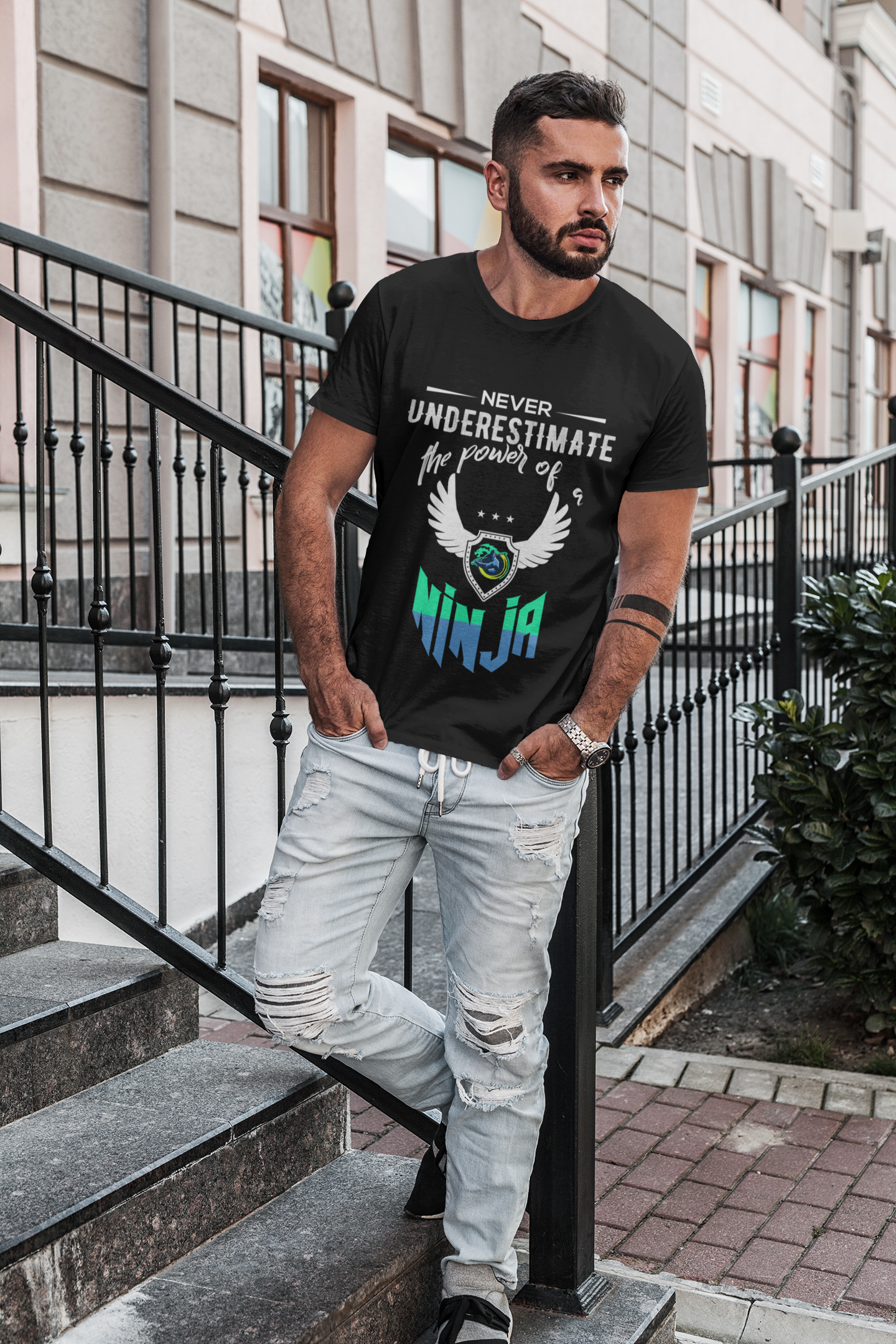 Green Text Ninja Power Short Sleeve Tee