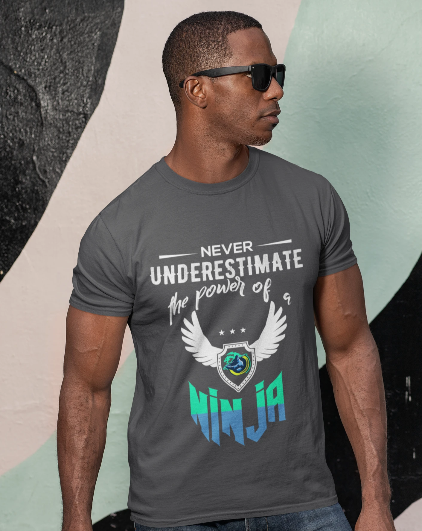 Green Text Ninja Power Short Sleeve Tee