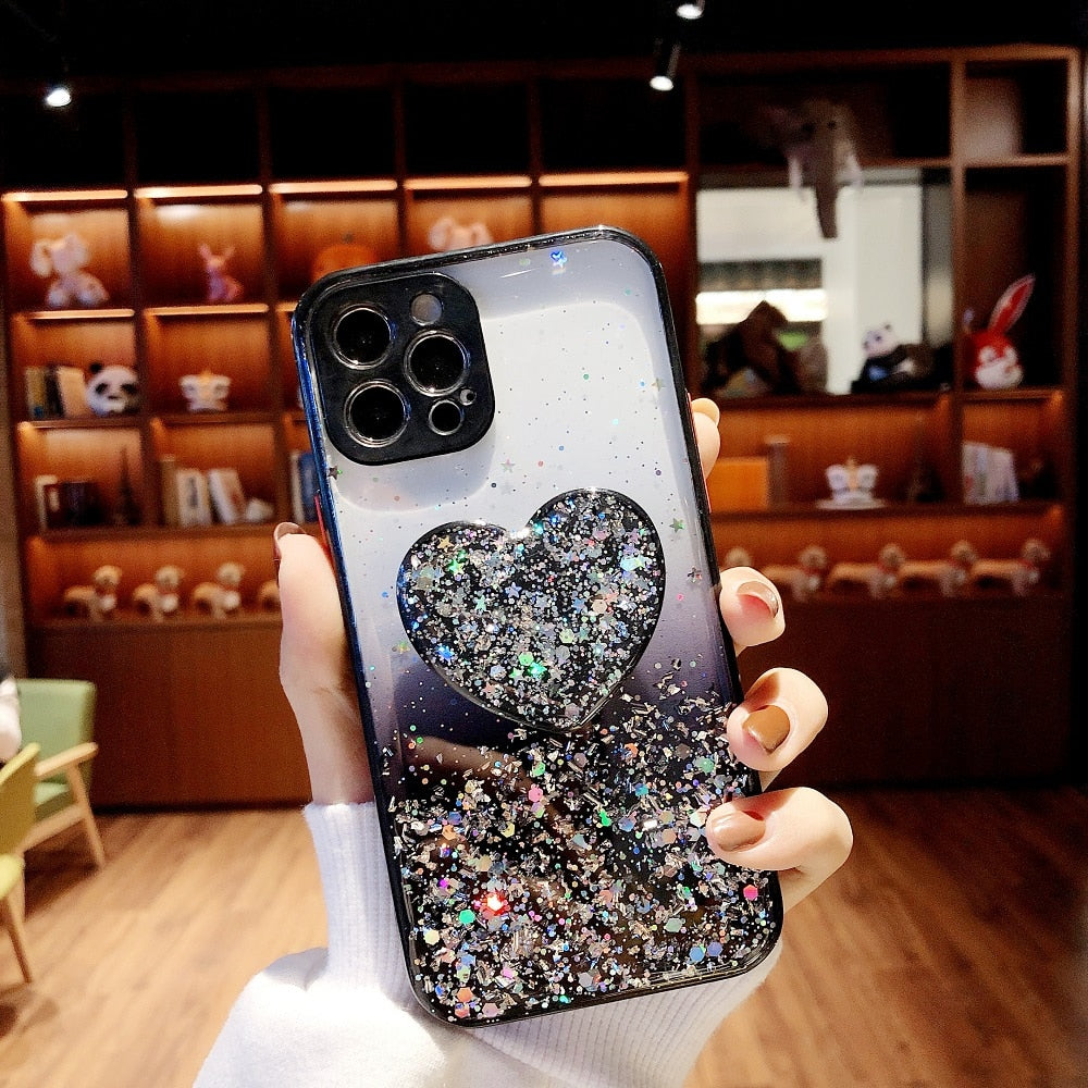 Love Stand iPhone Case with Shimmering Sequins