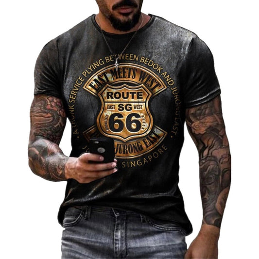 Logo Route 66 Print Men's Tee