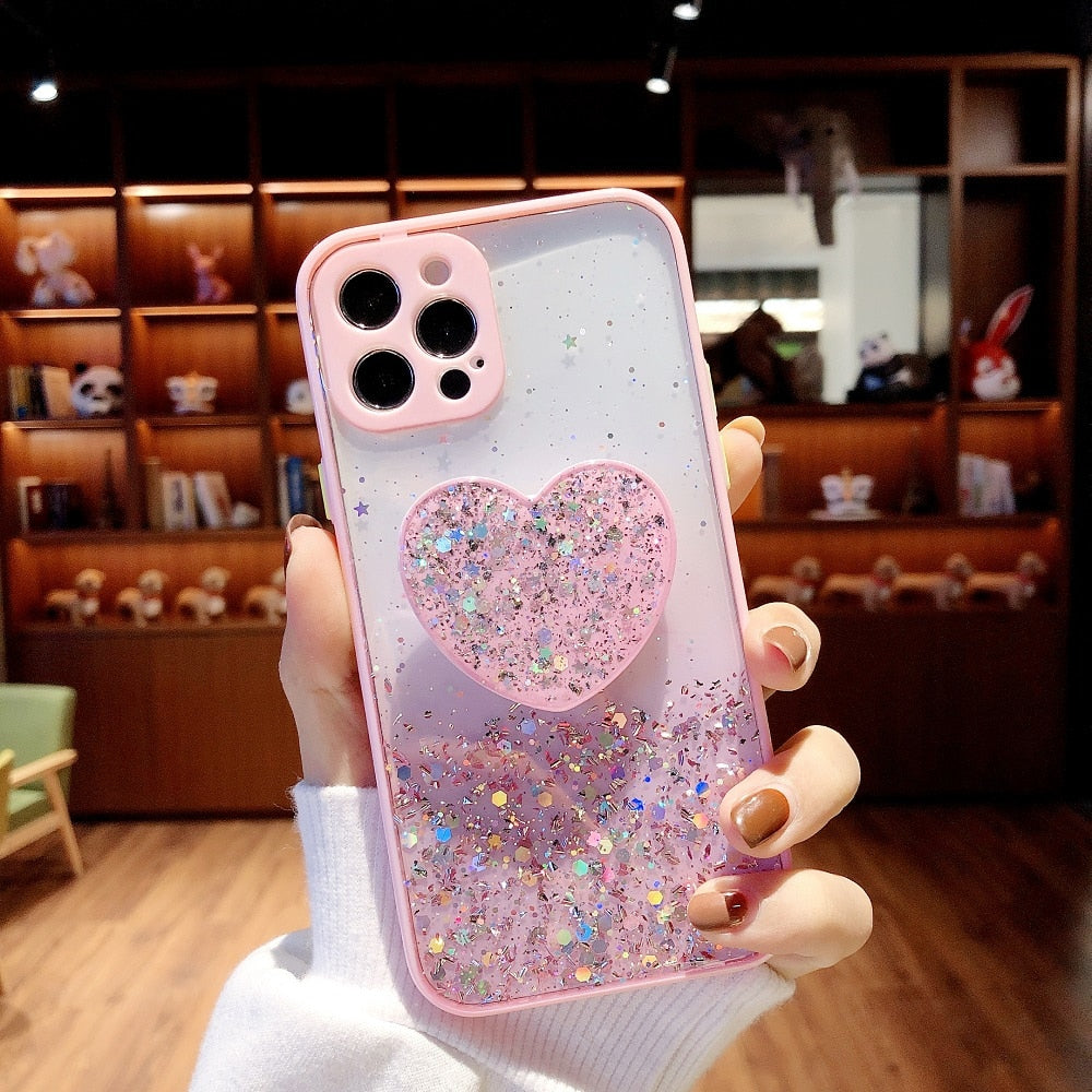 Love Stand iPhone Case with Shimmering Sequins