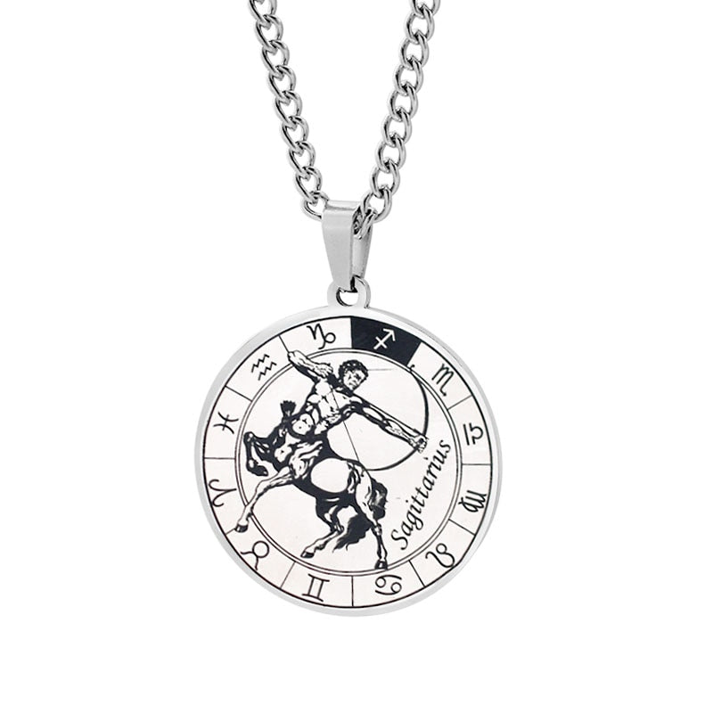 Horoscope Pendant Necklace - Unisex Round Design