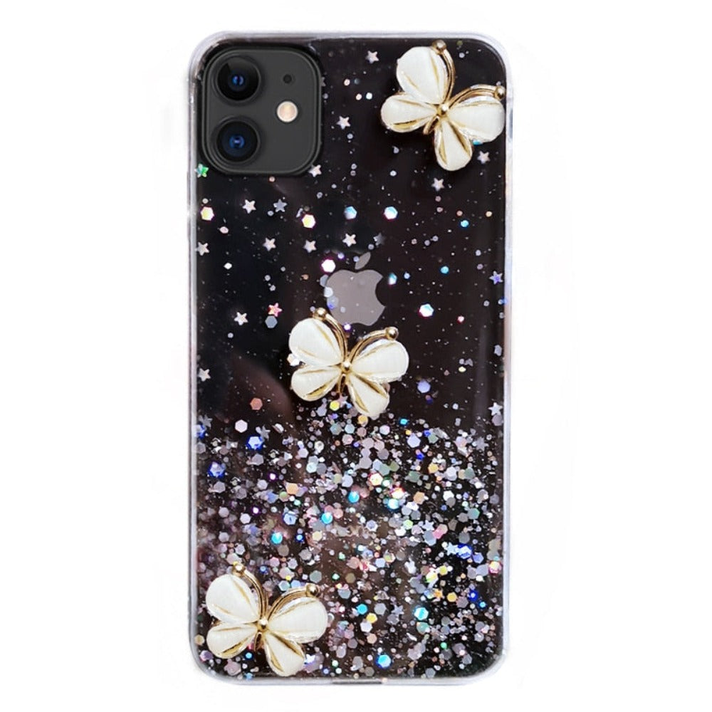 Glittery Butterfly Patterned Protective Cover