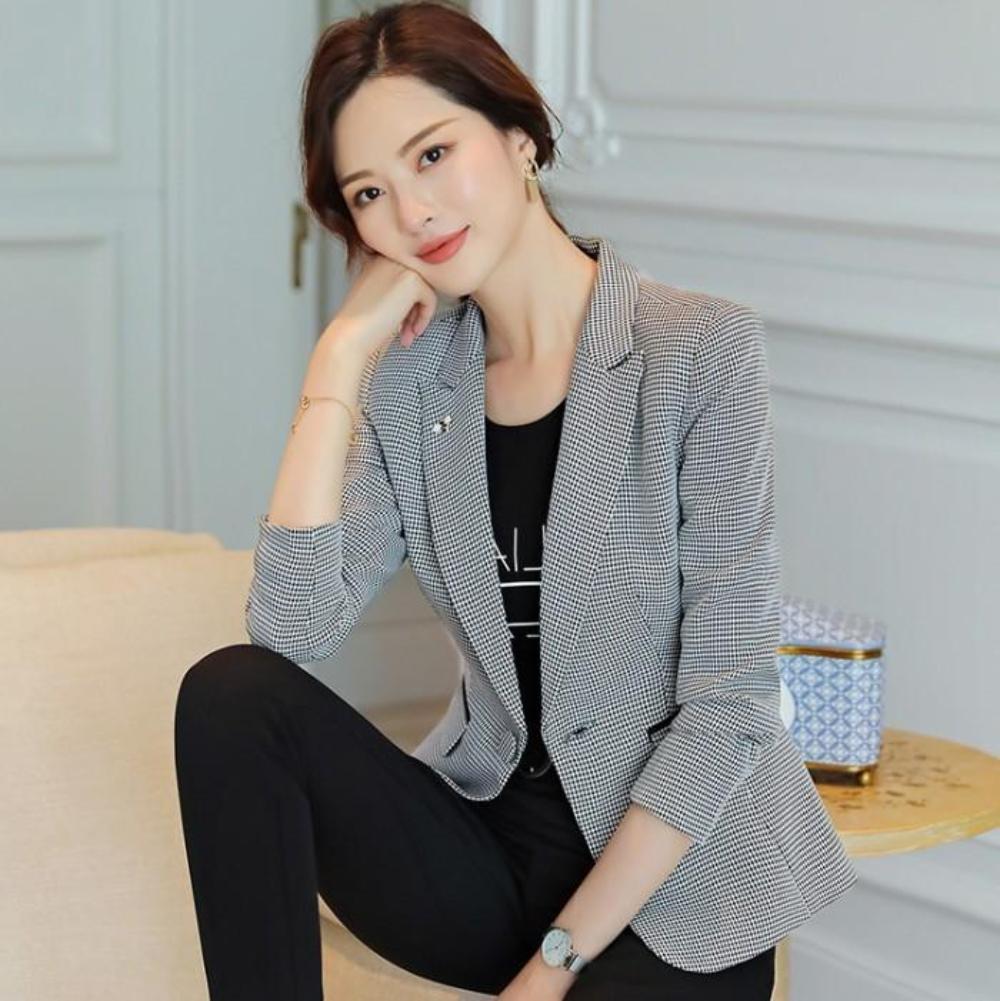 Slim Fit Houndstooth Blazer for Women