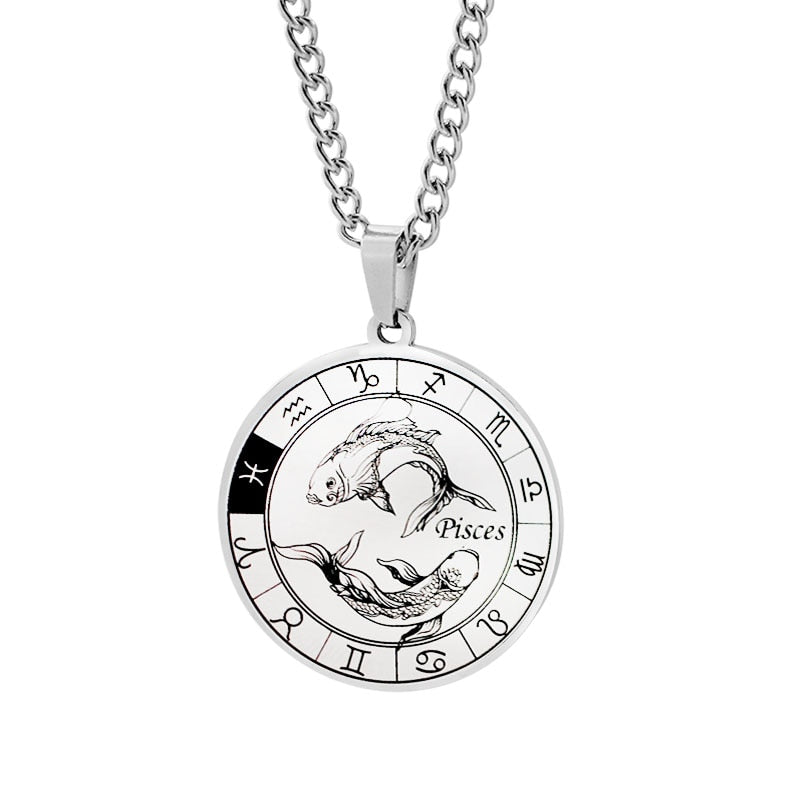 Horoscope Pendant Necklace - Unisex Round Design