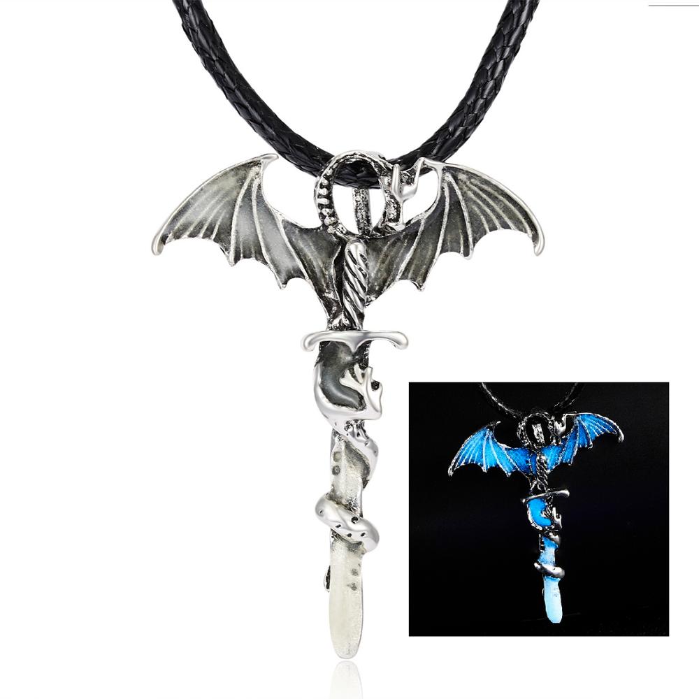 Glow-in-the-Dark Dragon Pendant Necklace