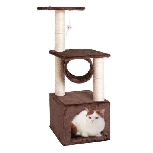 Plush Cat Tower with Sisal Rope for Climbing