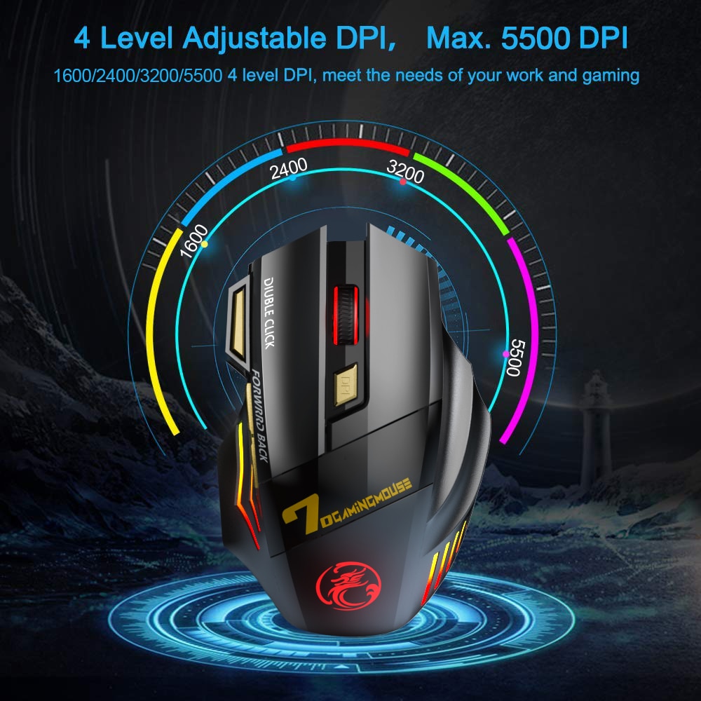 Ergonomic Bluetooth Gaming Mouse with Silent Wireless Connectivity