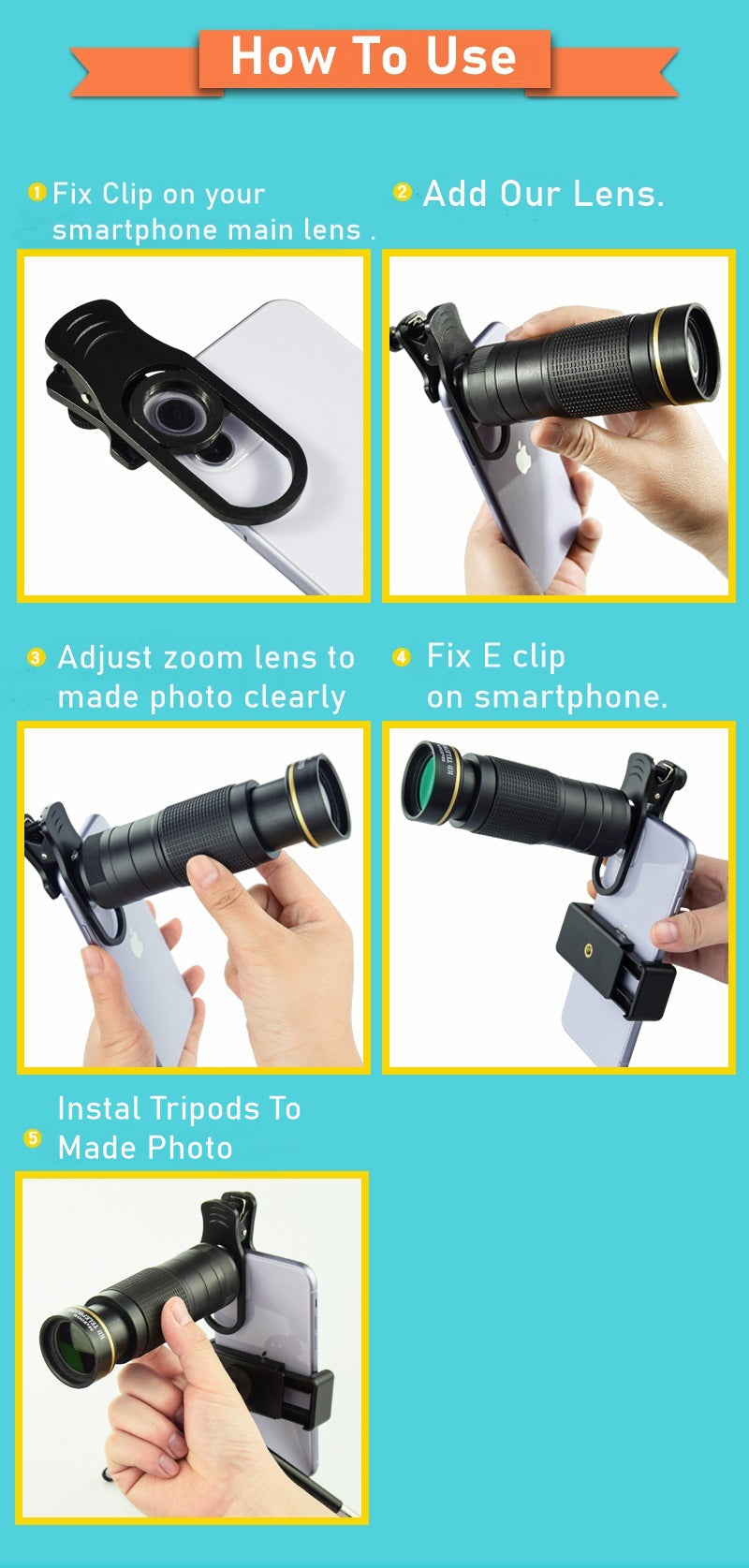 36X Mobile Phone Lens Kit With Tripod - Enhance Your Photography Experience