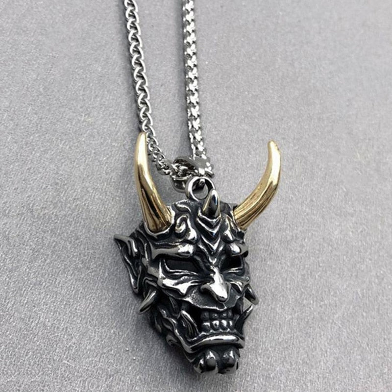 Japanese Spirit Skull Mask Necklace