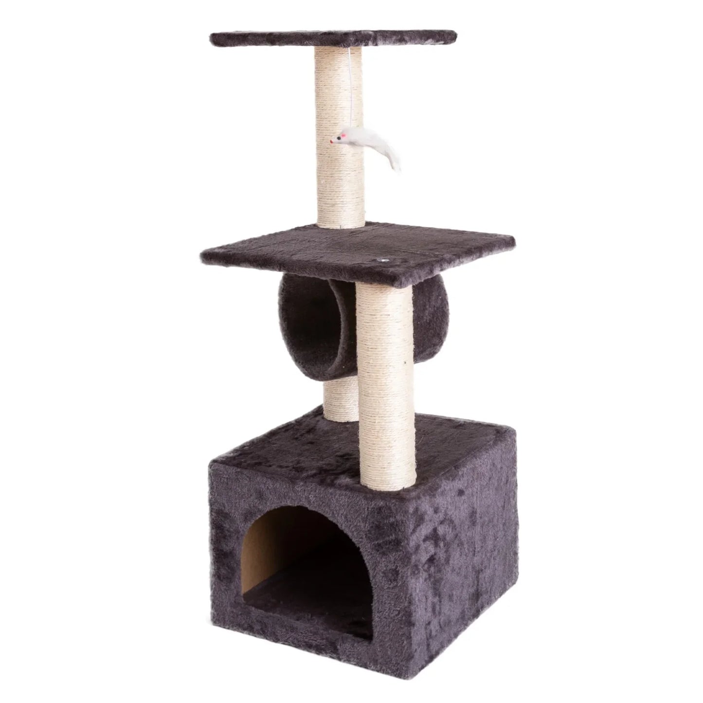 Plush Cat Tower with Sisal Rope for Climbing