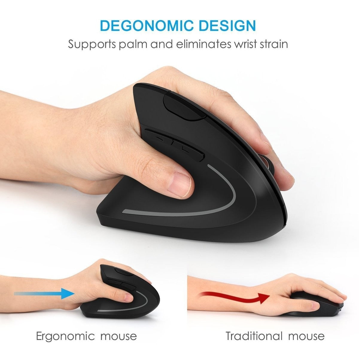 Ergonomic Vertical Mouse with 2.4G Wireless Connectivity
