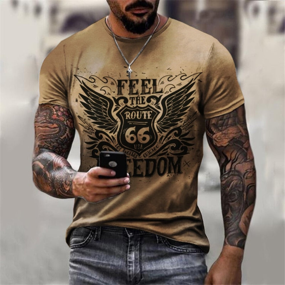 Logo Route 66 Print Men's Tee