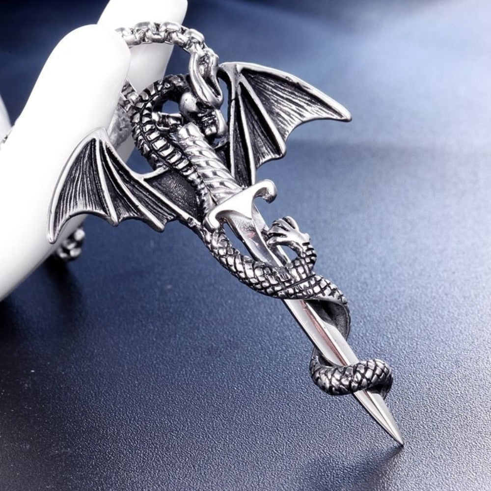Dragon Rider Necklace with Sword Pendant